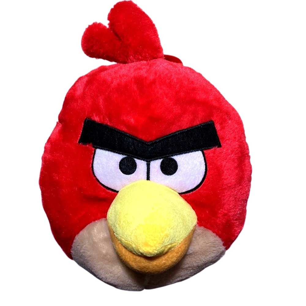Angry Birds Red Bird Plush Character Backpack Red Fuzzy Adjustable‎ Straps Bag